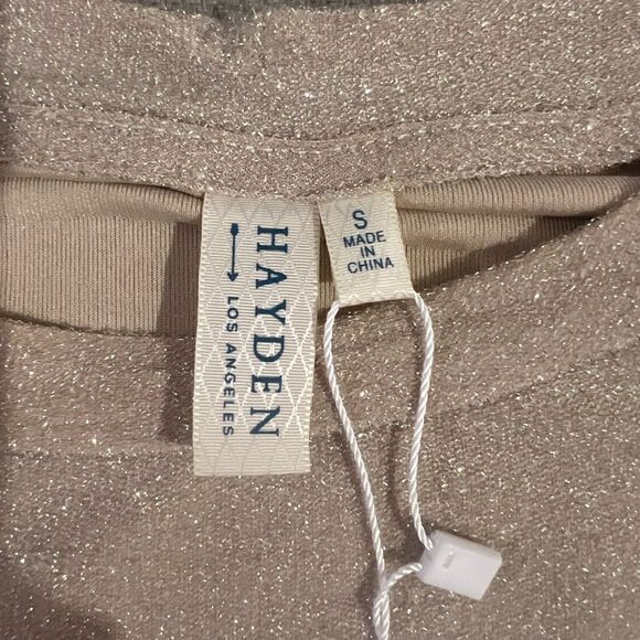 NWT Hayden women's long sleeve sparkle gold top with balloon sleeves size small - Picture 9 of 10